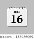 Icon page calendar day - 16 July 138986069