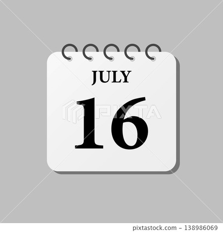 Icon page calendar day - 16 July Icon page calendar day - 16 July 138986069