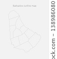 Vector map of country Barbados divided on regions 138986080