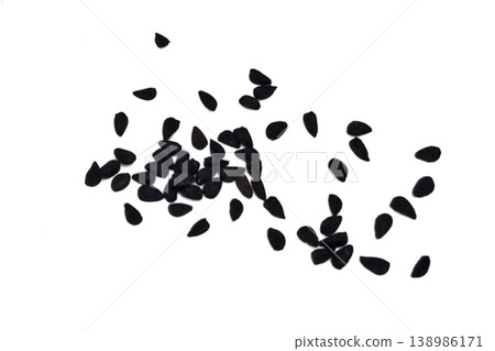 Black cumin seeds pile isolated on white background 138986171