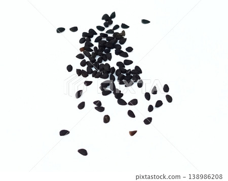 Black cumin seeds pile isolated on white background 138986208