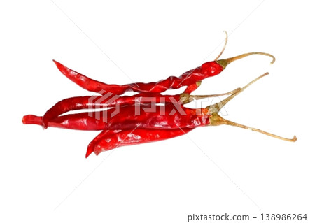 Dry red pepper isolated on white background Dry red pepper isolated on white background 138986264