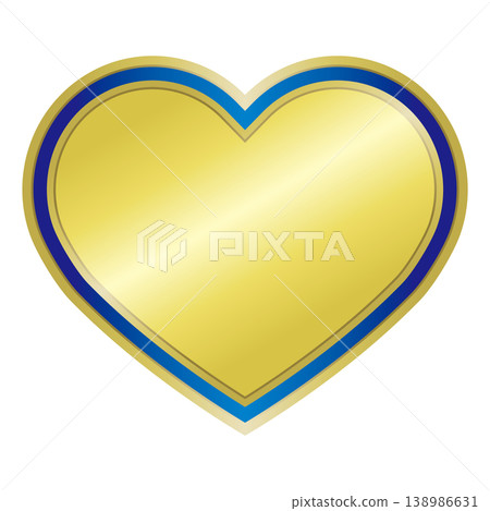 A gold medal (heart) with a blue line. 138986631