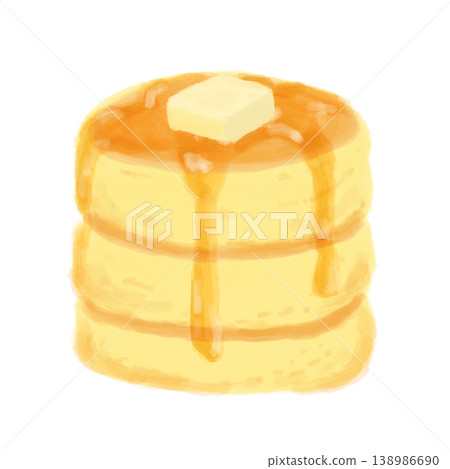 An illustration of fluffy, thick pancakes. An illustration of fluffy, thick pancakes. 138986690