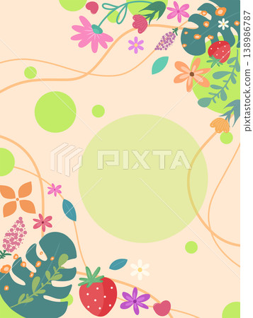 抽象背景,包含花、樹葉和日本草的集合設計 抽象背景,包含花、樹葉和日本草的集合設計 138986787