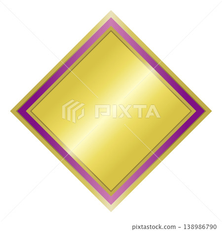 A gold medal (diamond-shaped) with purple lines. A gold medal (diamond-shaped) with purple lines. 138986790