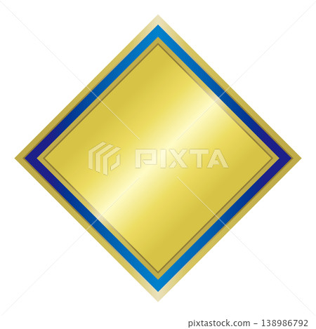 A gold medal (diamond-shaped) with a blue line. A gold medal (diamond-shaped) with a blue line. 138986792