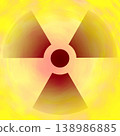 Illustration drawings of the Radiation symbol in a Yellow background 138986885