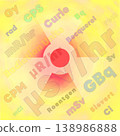 Illustration drawings of the Radiation symbol in a Yellow background with radiation units 138986888