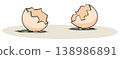 illustration of Broken eggshells on a flat surface 138986891