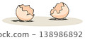 illustration of Broken eggshells on a flat surface 138986892