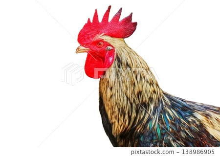 Rooster head isolated on white background Rooster head isolated on white background 138986905