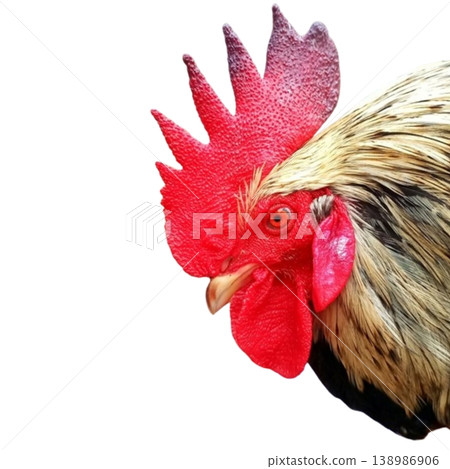 Rooster head isolated on white background Rooster head isolated on white background 138986906