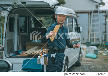 Wallpaper installer and light van 138986964