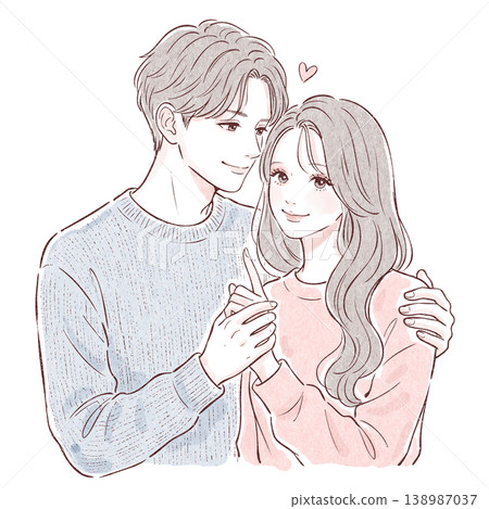情侶依偎在一起的插圖 情侶依偎在一起的插圖 138987037