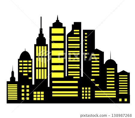 Illuminated skyscrapers dominating the night skyline in a modern metropolis Illuminated skyscrapers dominating the night skyline in a modern metropolis 138987268