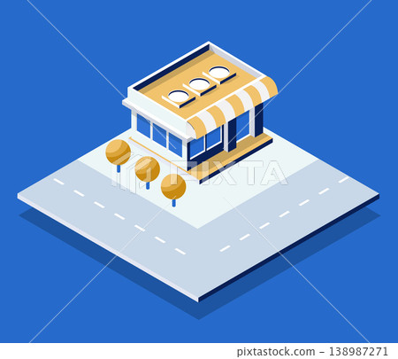Isometric building representing modern urban architecture and small business Isometric building representing modern urban architecture and small business 138987271