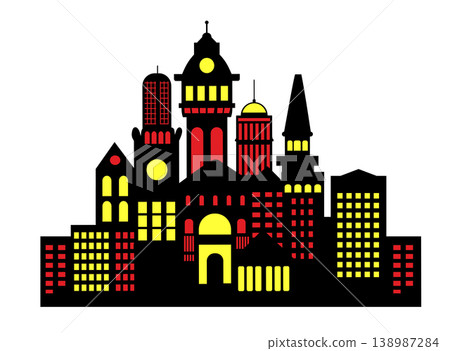 City skyline at night with illuminated buildings City skyline at night with illuminated buildings 138987284