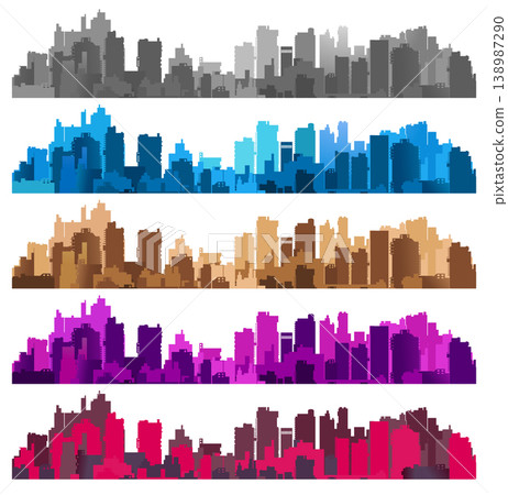 Colorful city skyline variations creating a modern urban landscape 138987290