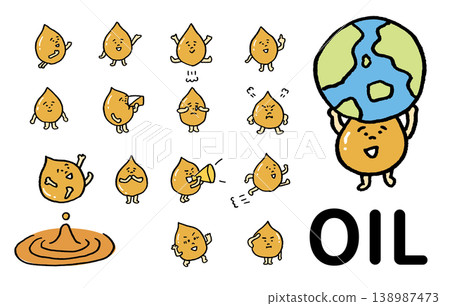 A cute yellow, droplet-like oil character illustration A cute yellow, droplet-like oil character illustration 138987473