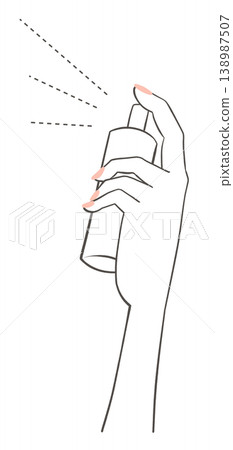 Illustration of a hand using a spray bottle. Illustration of a hand using a spray bottle. 138987507