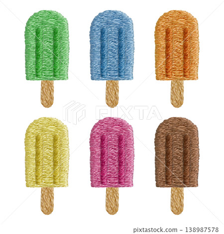 [Ice Cream Set] Hand Embroidery Illustration Materials 138987578