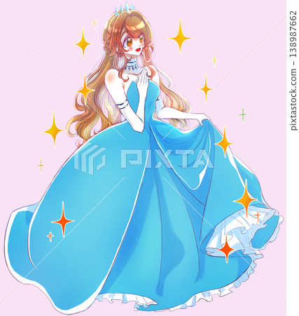 A princess in a blue dress, sparkling. 138987662