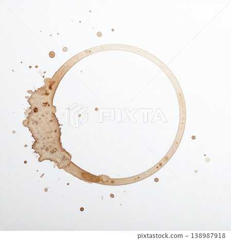 Circle of tea and coffee stains on a white background Circle of tea and coffee stains on a white background 138987918
