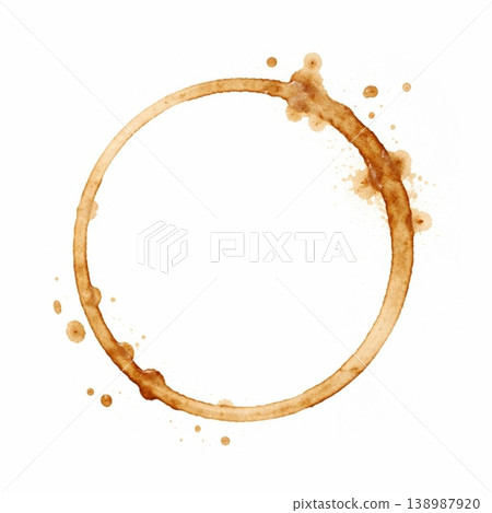 Circle of tea and coffee stains on a white background Circle of tea and coffee stains on a white background 138987920