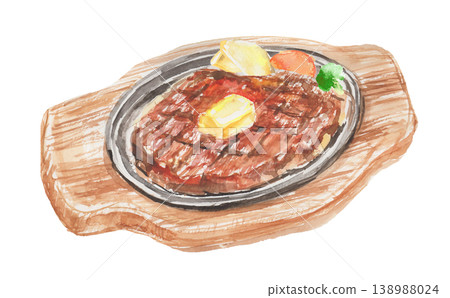 牛排水彩插圖 138988024