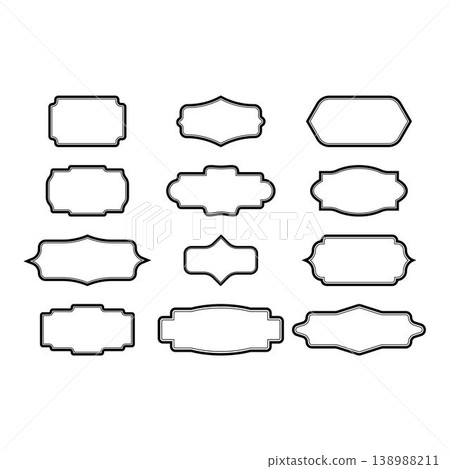 Vintage Decorative Label Frame icon Outline Retro Shape illustration 138988211