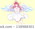 A mysterious woman with her hands clasped in front of her chest; an angel; sparkling. 138988301