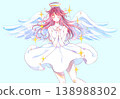 A mysterious woman with her hands clasped in front of her chest; an angel; sparkling. 138988302