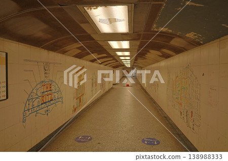 Empty London underground walkways Empty London underground walkways 138988333