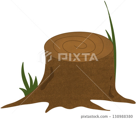 cut tree stump with grass cut tree stump with grass 138988380