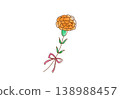 一幅簡單的橘色康乃馨插圖。 138988457