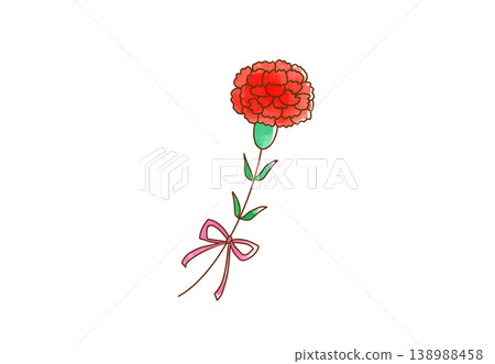 一朵紅色康乃馨的簡單插圖 138988458