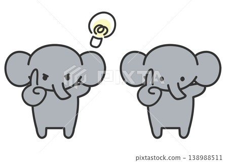 Cute, hand-drawn style elephant illustration with expressive pose (pointing with index finger) Cute, hand-drawn style elephant illustration with expressive pose (pointing with index finger) 138988511