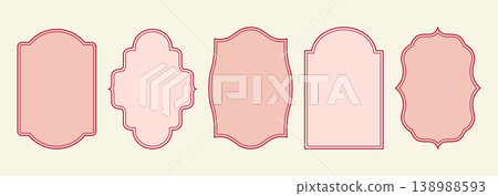 A set of vertical geometric line frame templates. Vector graphics. 138988593