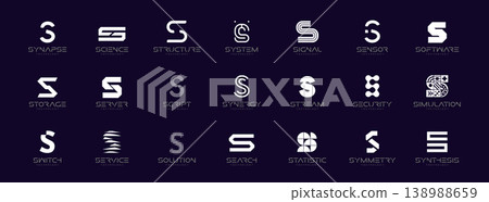 S Logo Letter Set AI Software System Identity Style, Digital Techno Innovation Startup Company Branding. Science Security Service Corporate Branding Monogram Symbols. Sign Collection. Vector Logotype S Logo Letter Set AI Software System Identity Style, Digital Techno Innovation Startup Company Branding. Science Security Service Corporate Branding Monogram Symbols. Sign Collection. Vector Logotype 138988659
