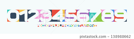 Color Numbers Letters Alphabet Font for Kid Birthday Years Logo, Corporate Anniversary Sign, Race Sport Team Jersey Numeric. Colorful Cutout Paper Typographic Design. Sports Num. Vector Illustration Color Numbers Letters Alphabet Font for Kid Birthday Years Logo, Corporate Anniversary Sign, Race Sport Team Jersey Numeric. Colorful Cutout Paper Typographic Design. Sports Num. Vector Illustration 138988662