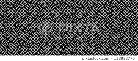 Abstract Seamless Wavy Line Pattern In Black And White, Modern Monochrome Geometric Background For Branding, Packaging, Posters, And Web. Vector Illustration 138988776