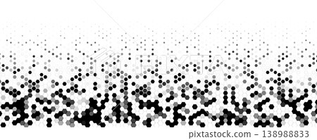 AI Data Background Pattern Texture, Hexagon Scatter Halftone Rising From Bottom With Smooth Gradient And Copy Space, Clean White Tech BG Backdrop Wallpaper For Dashboard, Report. Vector Illustration 138988833