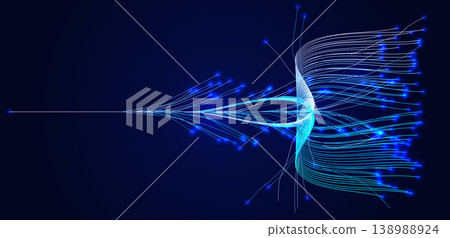 AI Digital Data Network Flow Blue Wave Lines Information Stream, Information Tree Root Infrastructure Design for Science Tech Research, Artificial Intelligence Innovation Model. Vector Illustration 138988924