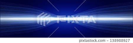 Streaming glowing light wavy lines, fast digital information pulse transition, motion futuristic energy for data tech forum banner, website header, presentation cover. Vector illustration 138988927