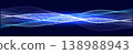Streaming glowing light wavy lines, fast digital information pulse transition, motion futuristic energy for data tech forum banner, website header, presentation cover. Vector illustration 138988943