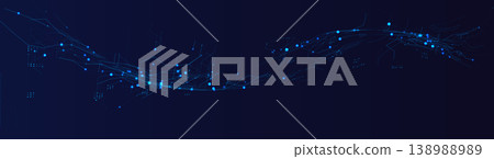 AI automation dashboard background with glowing blue data wave and digital network. Automation products hero banner for scalable cloud analytics, SaaS platform, chatbot, copilot. Vector illustration. 138988989