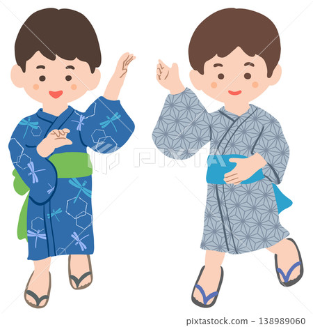穿著浴衣的男孩的插圖 138989060