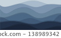 Deep Sea Waves Background Abstract Paper Cut Layers in Navy Blue and Steel Grey. Modern Fluid Backdrop for Corporate Tech and Eco-Marine Web Design. 138989342