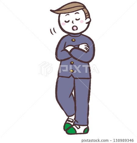 男學生點頭的全身插圖。 男學生點頭的全身插圖。 138989346